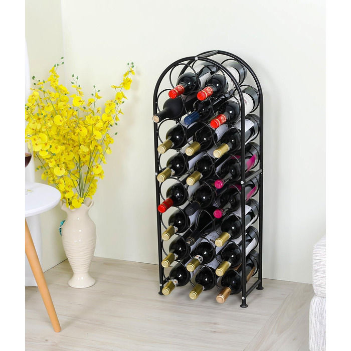 PAG Wine Rack Metal Freestanding Floor Bottle Rack, Decorative Bottle Holder Stand for Kitchen/Floor/Bar, (Black, 23 Bottle)