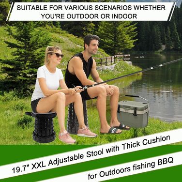 Складаний стілець Upgrade XXL з подушкою, чорний. Міцний, для дорослих, вантажопідйомність 1000 фунтів, для кемпінгу, подорожей та активного відпочинку