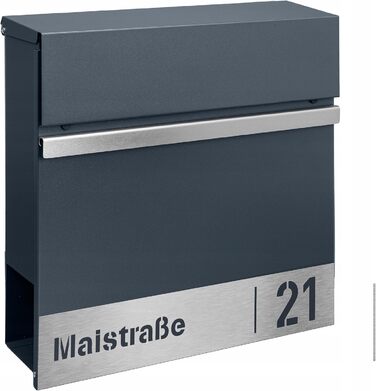 Поштова скринька настінна Anthrazit RAL 7016, для газет, велика (XXL Laser 3) з/без адреси