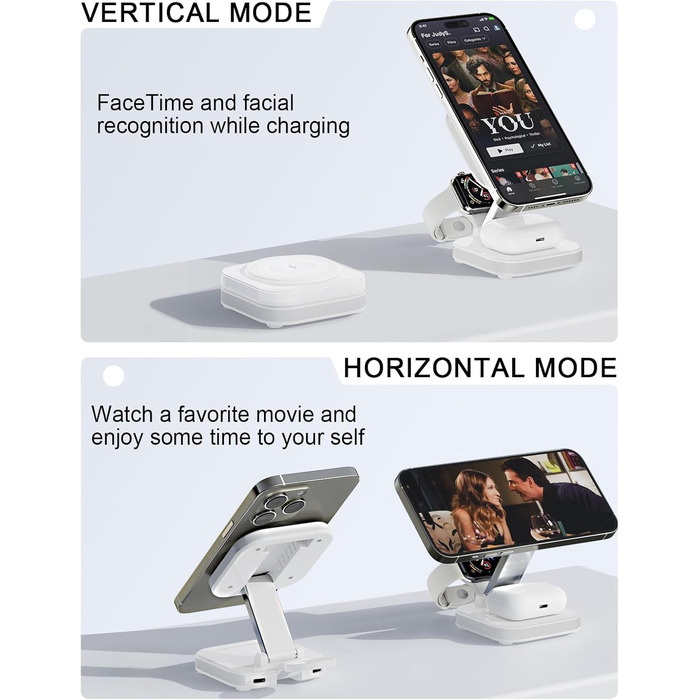 Зарядний пристрій MagSafe 5-в-1 з бездротовою зарядкою 15W для iPhone 17/16/15/14/13/12, AirPods 3/2/Pro (з адаптером 25W та кабелем USB-C 1м)