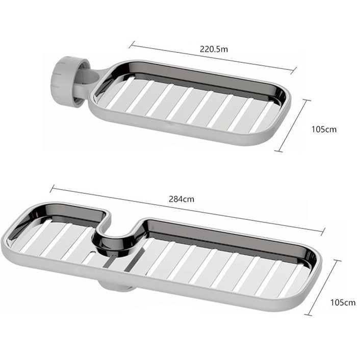 Поличка для душу без свердління MZSX, органайзер для мила, регульована штанга, поличка для душу з нержавіючої сталі, сірий колір