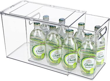 Refrigerator Organizer Drawer Set with Handle, 3-Piece Stackable Kitchen Storage Boxes with Pull-Out Drawer & Lid for Vegetables, Berries, Meat | PET Plastic Food Storage Containers (1 pack-9L)