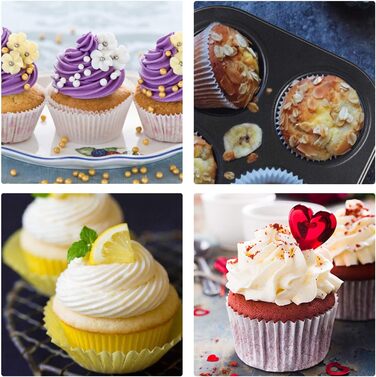 6-Cup Muffin Tin, Non-Stick Coated, 2 Pack, Carbon Steel, Muffin Tin, Baking Pan Set, Cupcake Baking Pan for Oven