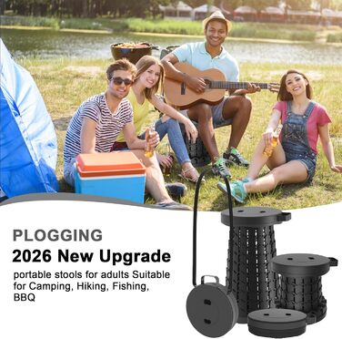 Тeleskopний складаний стілець для кемпінгу, риболовлі та відпочинку на природі. Міцний, з вантажопідйомністю 280 кг, компактний, 25x25x45 см, колір: смарагдово-зелений