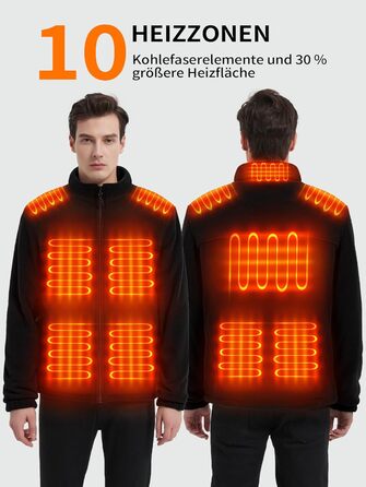 Обогрівальна куртка для чоловіків та жінок з Powerbank 18400 mAh, 10 зон обігріву, флісова куртка з акумулятором, тепла зимова куртка з обігрівом, L