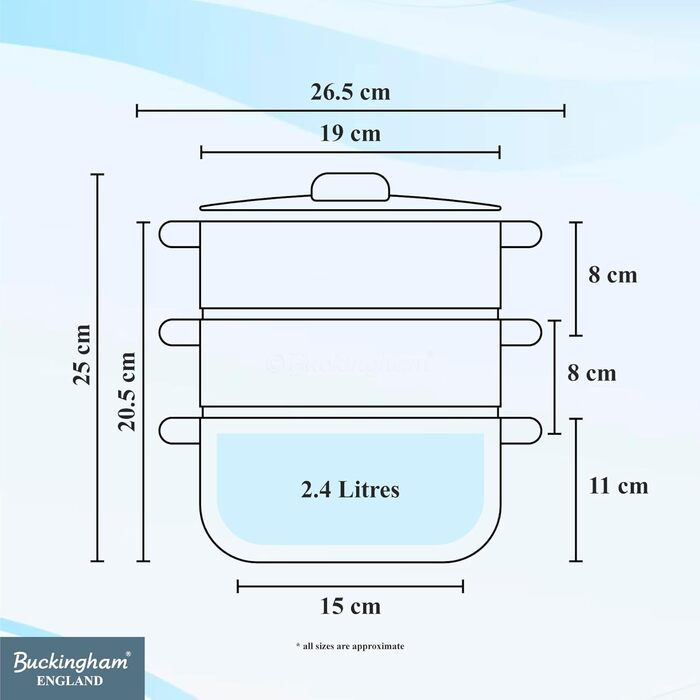 Паровий горщик Buckingham на 3 яруси зі скляною кришкою, 18 см