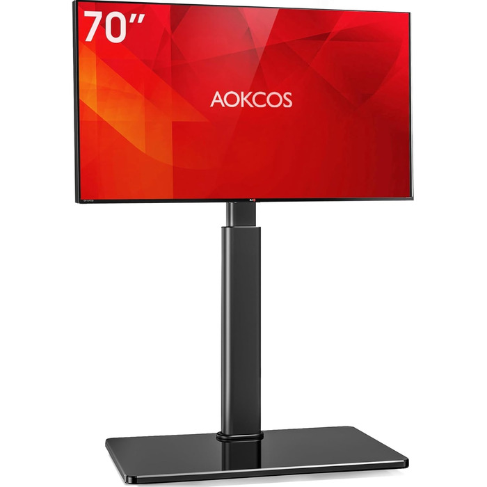 AOKCOS Adjustable TV Stand Base - Tilting & Swivel, Height 1350mm, for 32-70 inch TVs, VESA 400x400, 40kg Max Load (White/Black)
