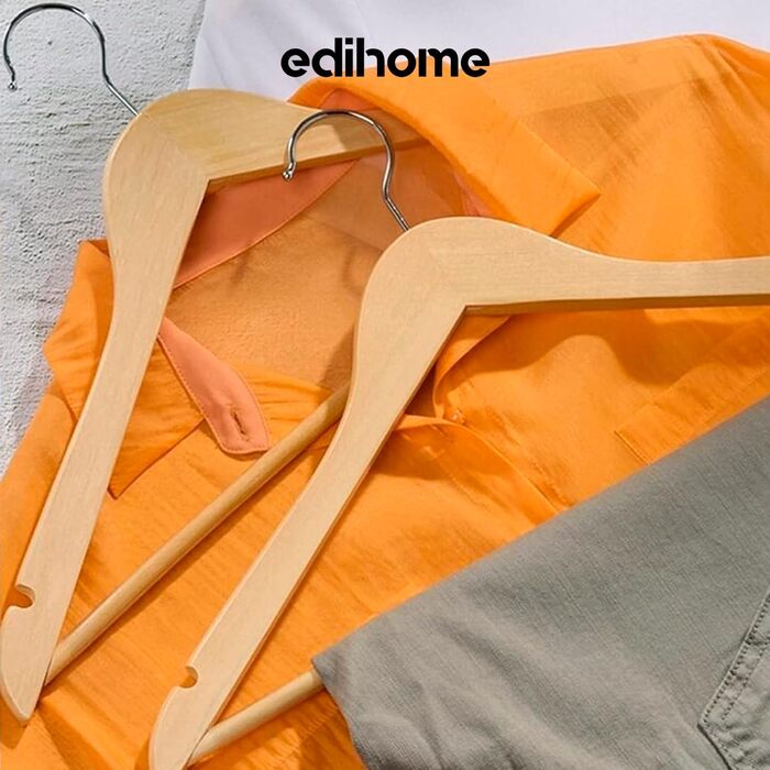 Вішалки для одягу Edihome, дерев'яні, набір з 20 шт., з неслизьким тримачем для штанів, вирізами для плечей, поворотним гачком 360°, для костюмів, сорочок