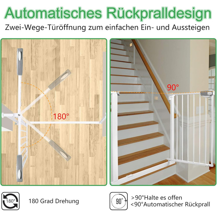 Захист для воріт/дверей від UISEBRT: сітка безпеки для дітей без свердління, 75-85 см, автоматичне закриття, метал, білий