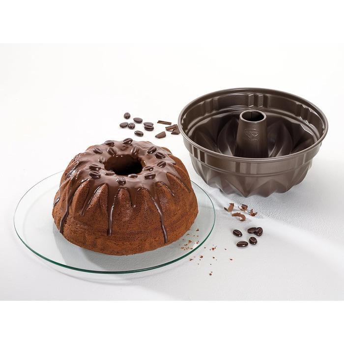 Dr. Oetker Gugelhupf 25 cm Baking Mold BACK-EDITION, round baking pan with leak-proof rim, Bundt pan with non-stick coating (Color: Brown), Quantity: 1 piece