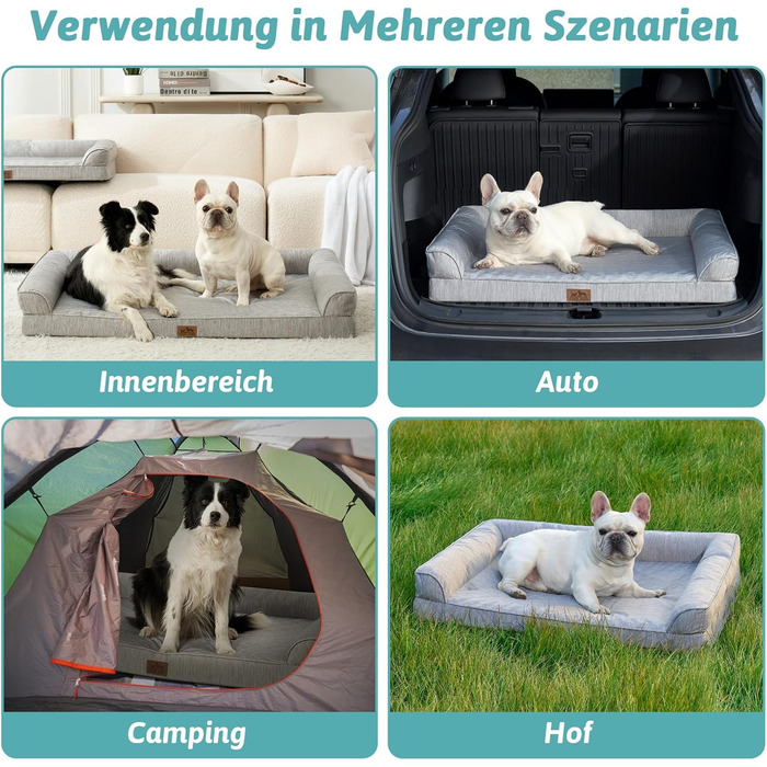 Ортопедичне ліжко для собак середнього розміру COZY KISS з знімним, пральним чохлом. Підтримує хребет, водонепроникні бортики та протиковзна основа. Розмір: 91x69x16 см, колір: сріблясто-сірий