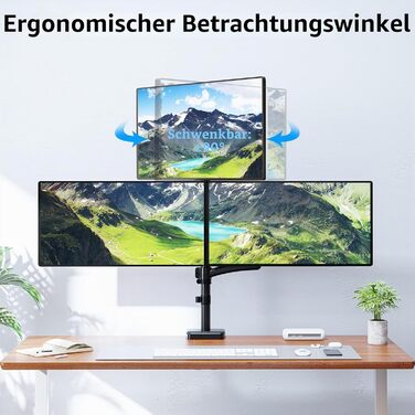 Кронштейн для 3 моніторів MOUNTUP EU6013A, для плоских та вигнутих екранів до 32 дюймів, регульований тримач (2-9 кг), з функцією нахилу та повороту