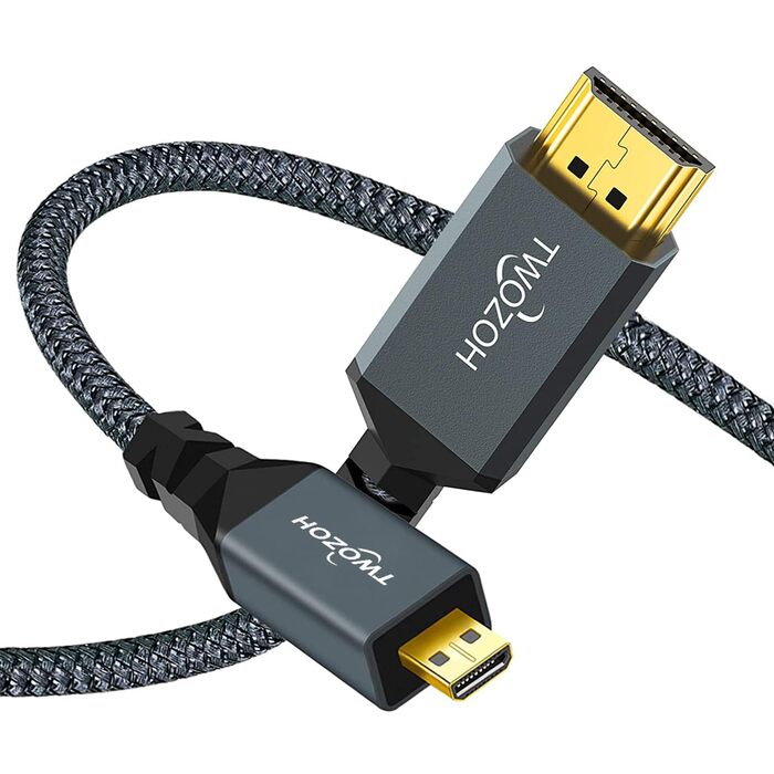 Кабель Micro HDMI - HDMI 10 метрів, High-Speed, плетіння, 4K/60Hz, 1080p, 1 шт.