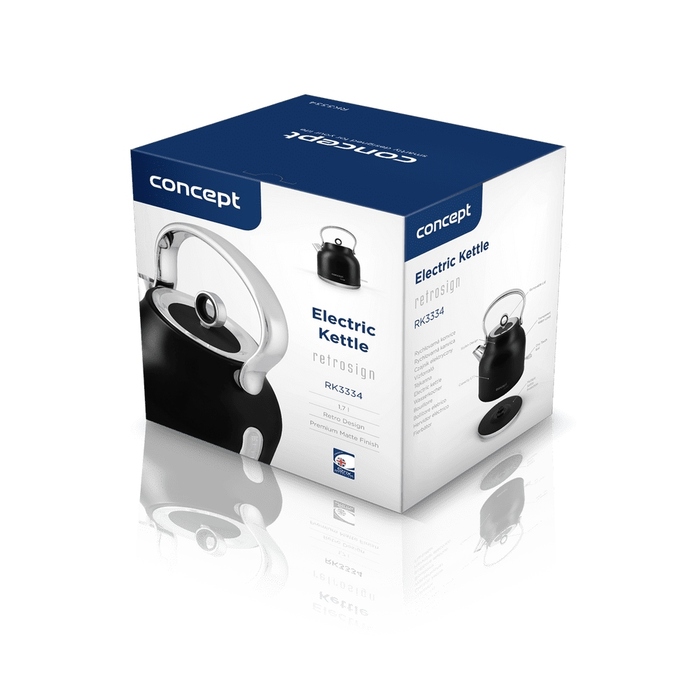 Електричний чайник Concept Retrosign RK3334, 2200 Вт, 1,7 л, чорний