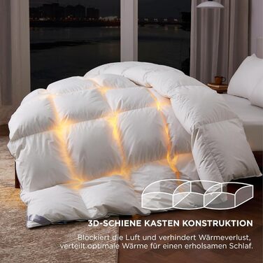 BEDSURE Down Comforter 220x240 Winter Bed Comforter - Feather Bed Comforter Öko-Tex Certified, Warm Winter Comforter 90% Down and 10% Feathers 1690 gr. Filling, Down Stepped Comforter White 01white - Warm Down Comforter (90 Down / 10 Feathers) 240 x 220 cm