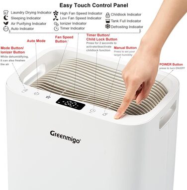 Зволожувач повітря Greenmigo 13L/24h - Електричний осушувач для дому, квартири, підвалу. Захист від вологи та плісняви, до 50 м²