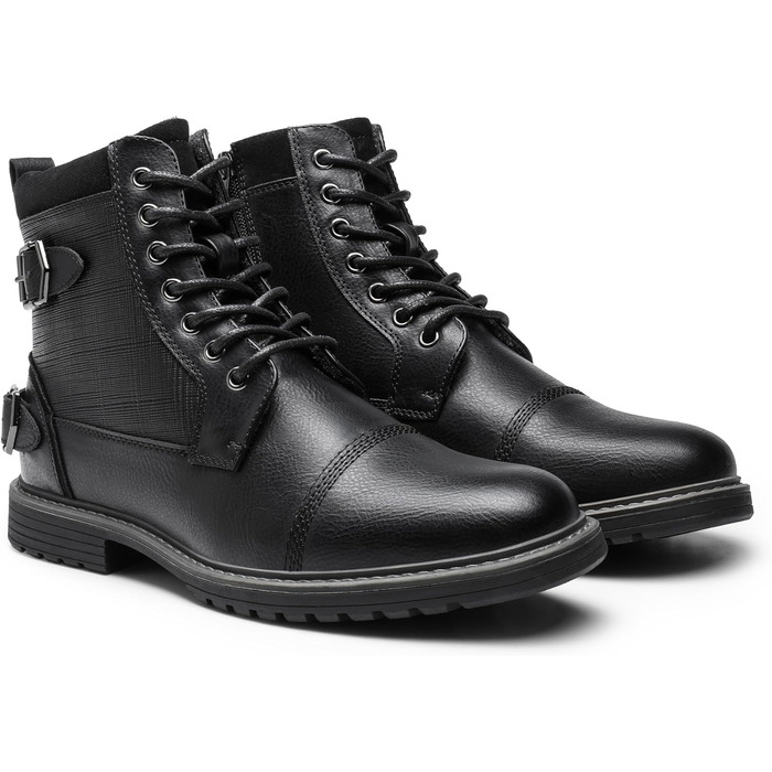 Чорні мотоциклетні черевики Bruno Marc для чоловіків, 44 EU. Шнуровка, блискавка, штучна шкіра, модель Chukka.