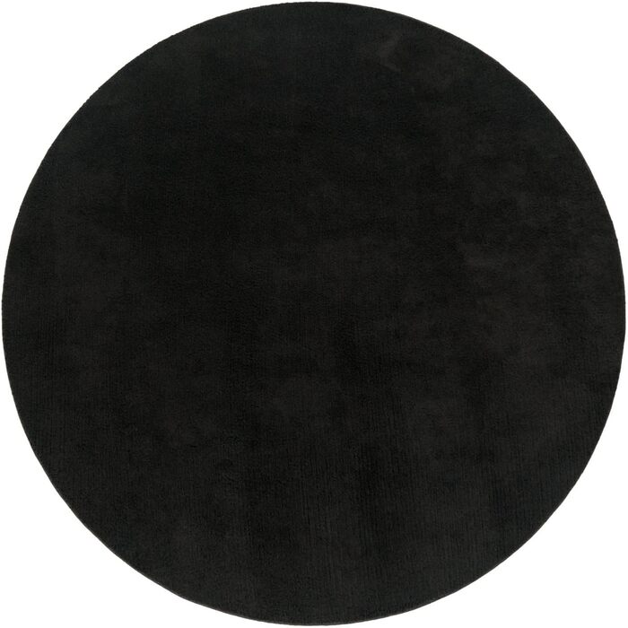 Килимок для вітальні TT Home з коротким ворсом, чорного кольору, 120 см (круглий), антиковзаюча підкладка, сучасний, можна прати