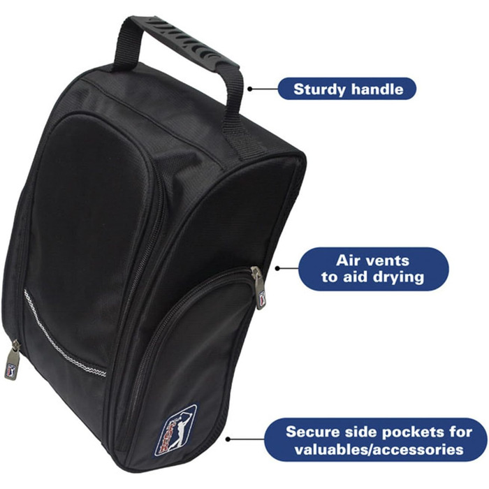PGA TOUR Shoe Bag with Cleaning Accessories, Black