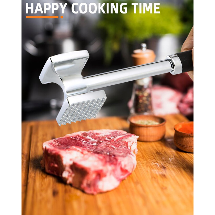 Fleischhammer Bixury 27 см з нержавіючої сталі, двосторонній молоток для м'яса, для приготування шніцелів, котлет, стейків