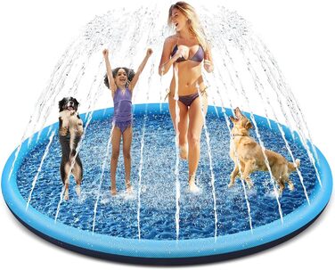 Дитячий розбризкувач Kinder з антиковзким покриттям, 200 см, іграшка-водогра, басейн для собак, ігри на відкритому повітрі, Splash Pad (Блакитний-200 см)