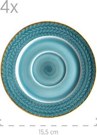 MÄSER Prospero: 8-Piece Premium Dinner Set for 4 (Turquoise, Vintage Style)