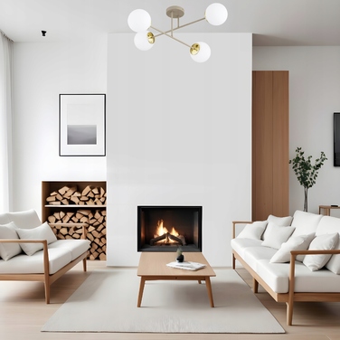 Стельовий світильник Milo Ecru бежевий, металевий, на 4 цоколі E27, 28x70 см