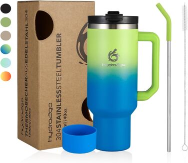 Термокружка Hydro2Go з трубочкою – BPA-free, придатна для миття в посудомийній машині – 10 годин гаряча/12 годин холодна – термокружка To-Go (1200 мл, Earth)
