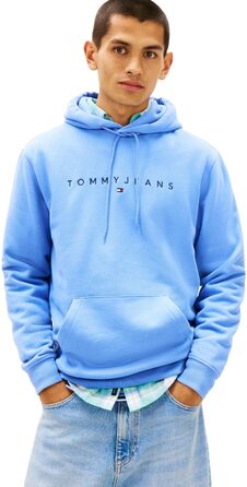 Чоловічий худі Tommy Jeans Linear Logo з капюшоном, колір Light Horizon Blue, розмір S