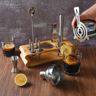 Набір шейкер для коктейлів Esmula 750 мл, 12 предметів, з рецептами, нержавіюча сталь