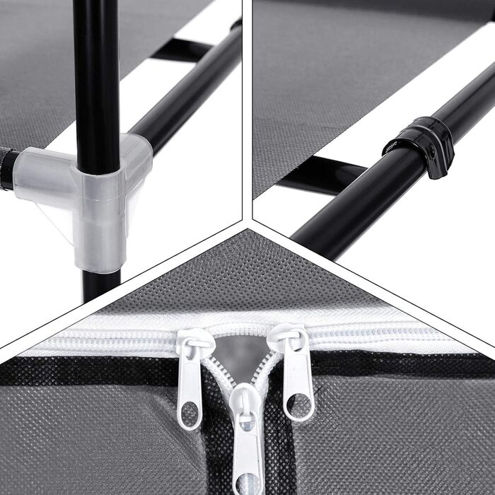 SONGMICS Fabric Clothes Closet, Foldable, with Clothes Rod, Simple Clothes Rack, Toy, Shoe, Bag Organizer, Living Room, Bedroom, Wardrobe, 75 x 45 x 160 cm, Grey