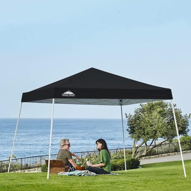 EAGLE PEAK 3x3m Event Tent with Slanted Legs, Pop-up Pavilion for Outdoor Use, UV Protection 50+, Waterproof, Foldable, Folding Pavilion for Camping, Garden, Party, Dark Blue (Black)