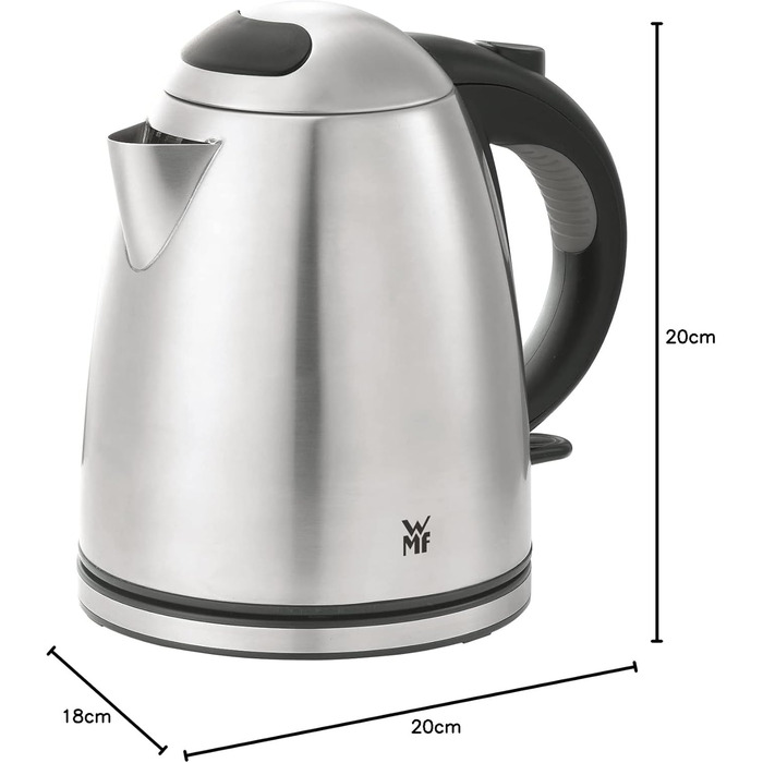 WMF Stelio Stainless Steel Kettle 1.2L, Electric Kettle with Scale Water Filter, 2400 W, Illuminated Water Level Indicator, Matte Stainless Steel