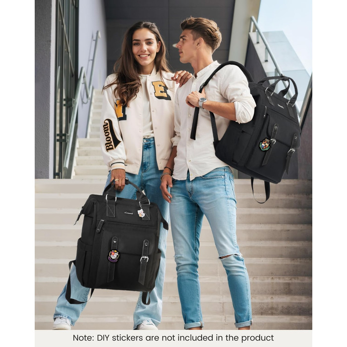 LOVEVOOK Рюкзак для жінок, 18 дюймів, водонепроникний, рюкзак для подорожей, ручна поклажа, чорний з кишенею для кабелю, відділенням для ноутбука, рюкзак на день для школи, університету, бізнесу та подорожей, 18 дюймів, чорний