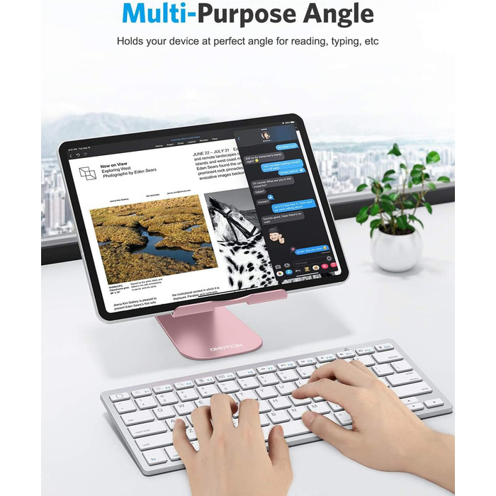 Регульована підставка для планшета OMOTON з алюмінію, тримач для iPad Pro 10.5, 11, 12.9, iPad Air, Mini 2 3 4 та планшетів до 12.9 дюймів, Rose Gold