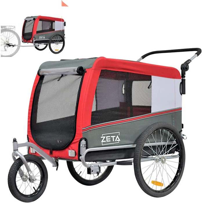 Причеп-перевозник для собак та котів Papilioshop Zeta, 3 розміри, червоний L