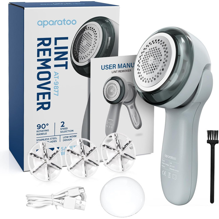 Електричний видалення ворсу для одягу - щітка для одягу, 3 леза, USB, сірий