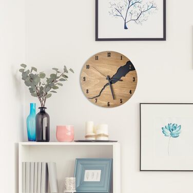 DECORAY Wall Clock in Wood Look, Modern, Silent – No Ticking. Stylish Wall Clock with Quartz Movement for Living Room, Office, Kitchen, Bedroom, or as Decoration. A Modern Eye-Catcher.