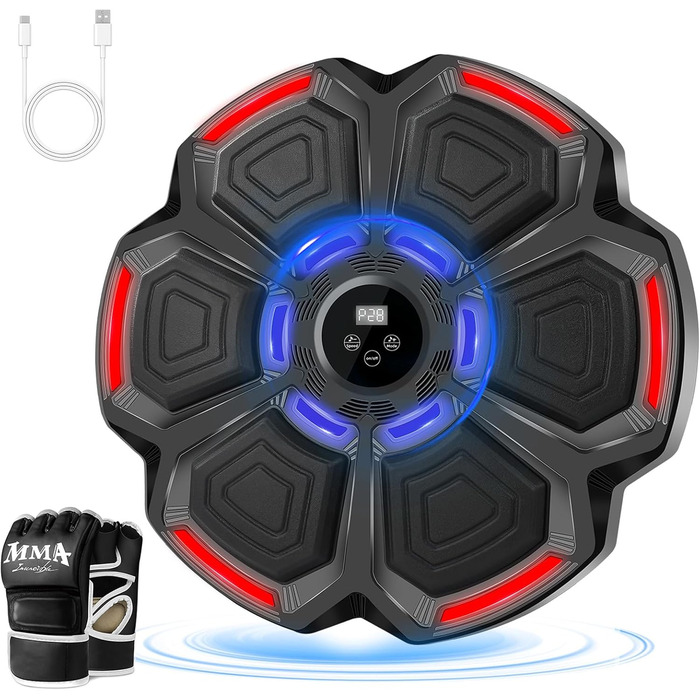 Музична боксерська машина JUOIFIP для дітей та дорослих, Bluetooth бокс-автомат з рукавичками, електронна боксерська машина для дому, фітнес-тренування в приміщенні (Стиль 2)