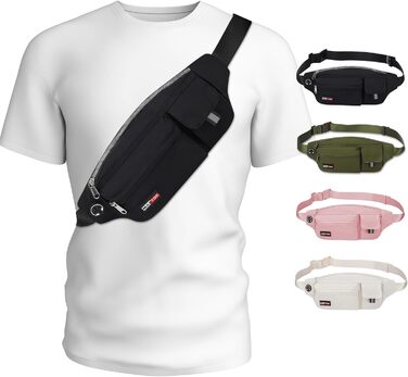 Чоловіча/Жіноча поясна сумка Maxtop Bauchtasche - водонепроникна, для подорожей, фітнесу, бігу, тренувань (чорна)