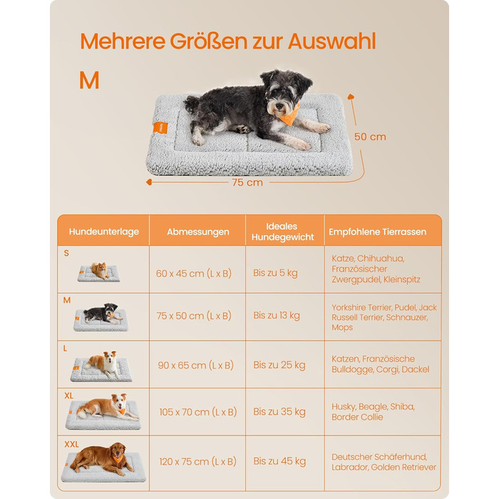 Підстилка для собак та котів Feandrea, 60x45 см, сіра, машинне прання, антиковзаюча