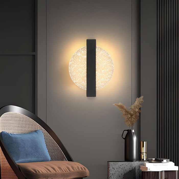 DELIPOP Настінне LED-світильник Wandleuchte, 12W, 3 кольори (тепле/холодне/нейтральне) світло, креативний дизайн, золото, для спальні, вітальні, коридору, сходи, чорний, 3000K