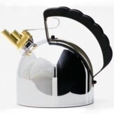 Alessi | 9091 FM - Kettle with Melodic Brass Whistle, Stainless Steel, 9.8 x 20 x 29 cm
