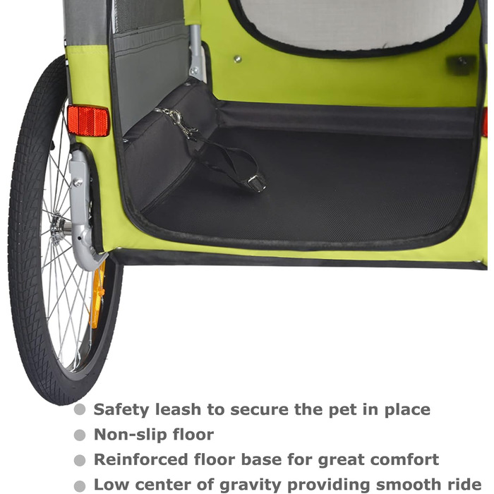Причіп для собак Tiggo VS Pets M - велосипедний причіп для собак, зелений (80201)