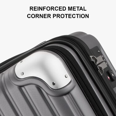 Чемодан-валіза на колесах LEVEL8, жорсткий корпус, ручна поклажа, сірий, 37x25x55.5 см, з TSA замком