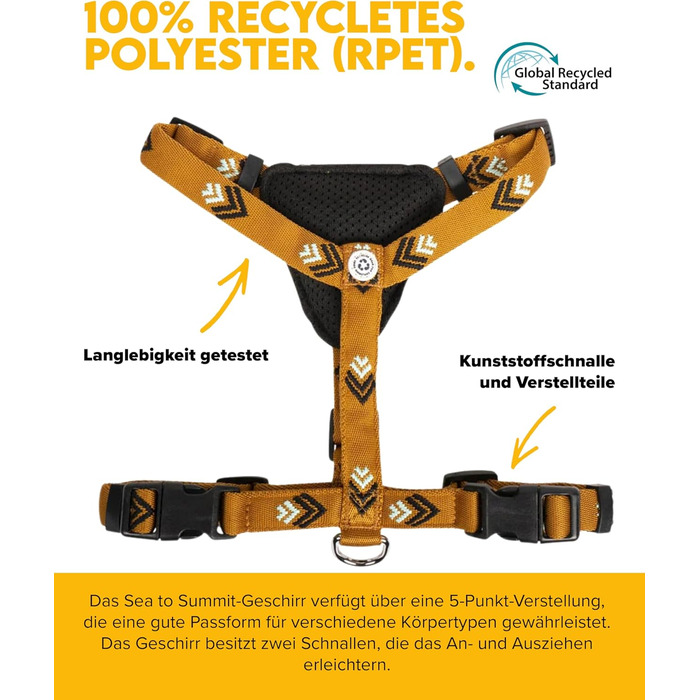 Шлейка для собак Woolly Wolf Sea to Summit S - для маленьких собак, з переробленого поліестеру, регульована, з відбивачами