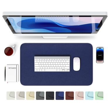 Підкладка для миші та столу GOMIN 80x40 см, PU шкіра, водонепроникна, нековзка, блакитна - для офісу та дому