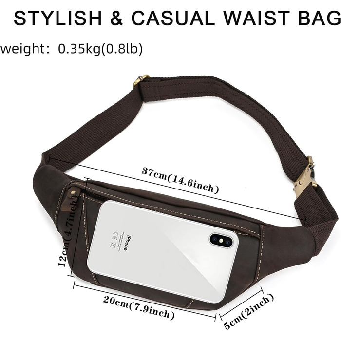 Чоловіча/жіноча поясна сумка з екошкіри в стилі вінтаж, чорна (1034 Темно-коричнева)