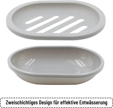 Набір з 2 мисок для мила AstraLoom, двошарові, з пластику, самостійно виводять воду, антипригарне покриття - для ванної/кухні/губки (Сірий)