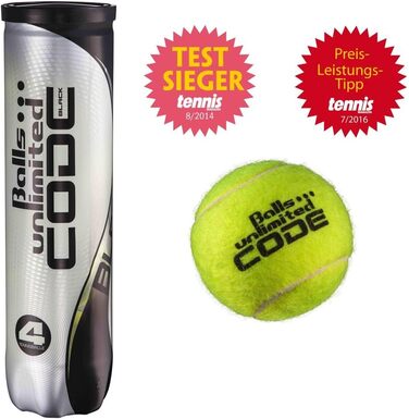 Тенісні м'ячі Balls ... unlimited Code Black - 4 м'ячі в упаковці, схвалені ITF